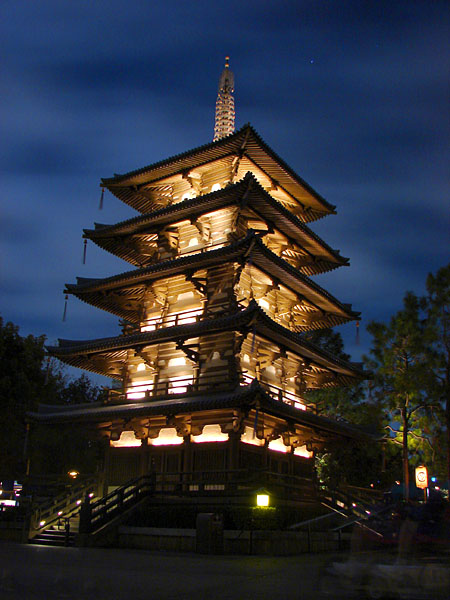 Night time picture of the Japanese Pagoda at Epcot (90.83 KB)