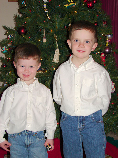 Jacob and Andrew in front of our Christmas tree (99.55 KB)