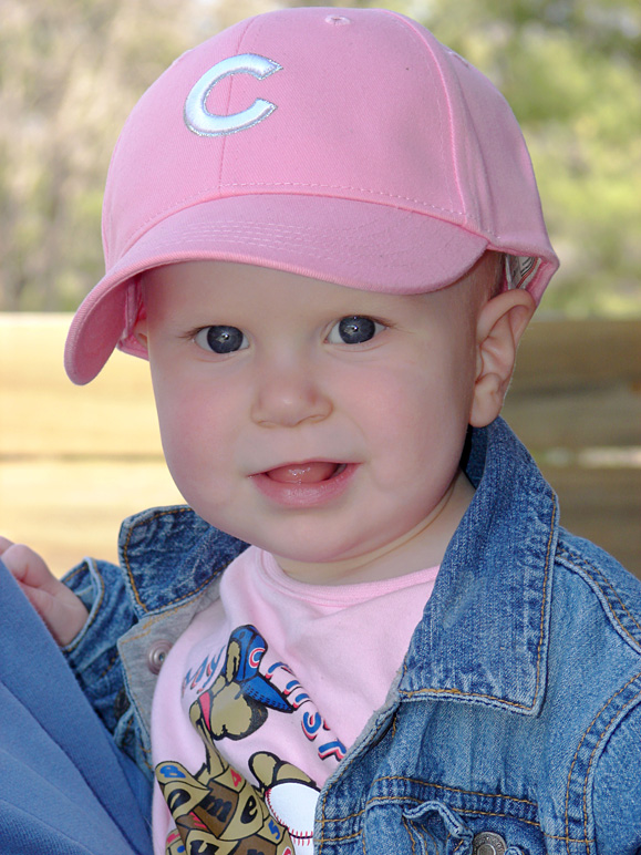 Katelyn, modeling her new Cubs hat (216.60 KB)