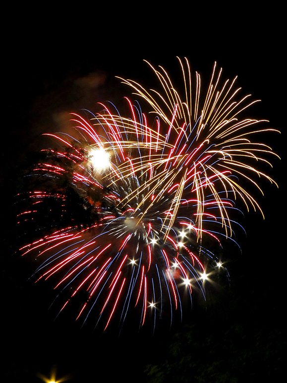 Red, white, blue and yellow fireworks (235.23 KB)