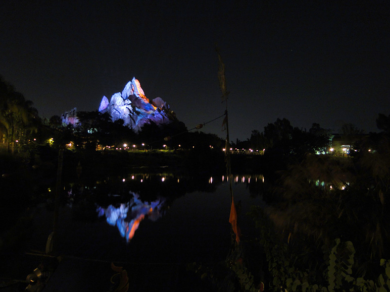 Nighttime shot of Mount Everest reflecting off the water (135.84 KB)