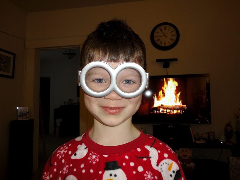 Andrew showing off his minion glasses from Despicable Me (146.29 KB)