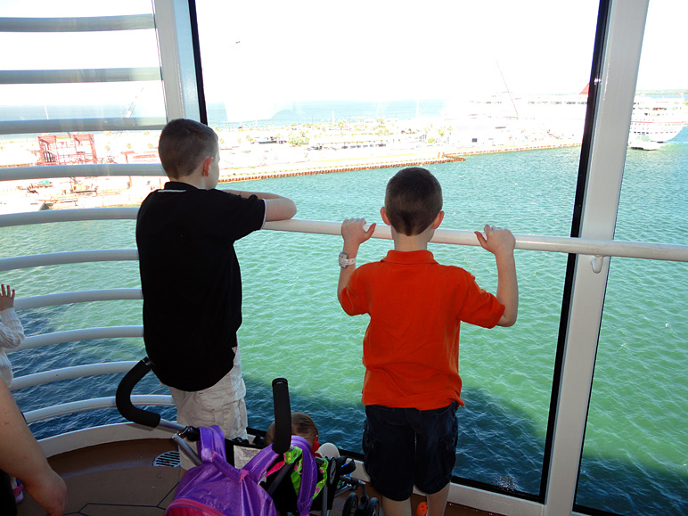 Jacob and Andrew checking out the view from deck 11 on the ship (202.65 KB)