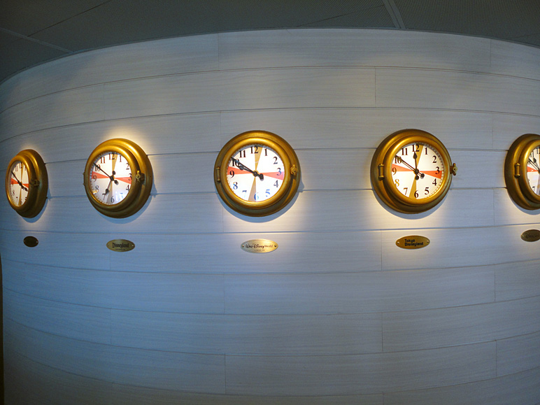 These clocks tell the time at various Disney parks around the world (152.94 KB)