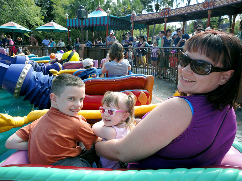 Jake Kate and Anna on Aladdin's flying carpets. (272.69 KB)