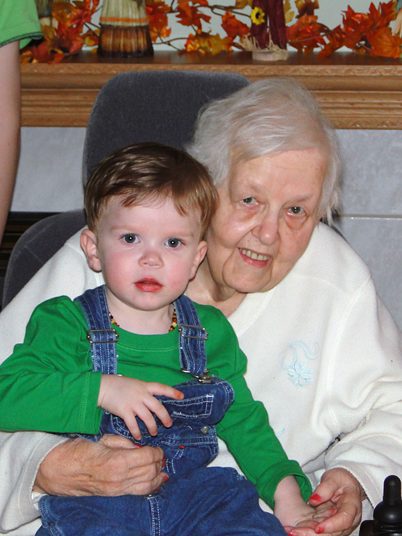 Luke on his 90 year-old great-grandmother's lap (205.86 KB)