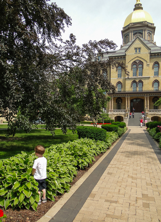 It looks like Lucas is urinating in front of Notre Dame's Golden Dome, but I assure you he's not. (400.70 KB)